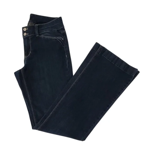 White House Black Market Womens Blanc Trouser Wide Leg Blue Denim Jeans Size 4R - Picture 7 of 8